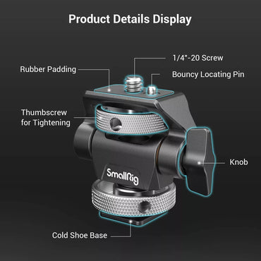 SmallRig 2905B – Soporte Adaptador de Zapata Fría a Tornillo 1/4" con Ajuste de Inclinación y Giro