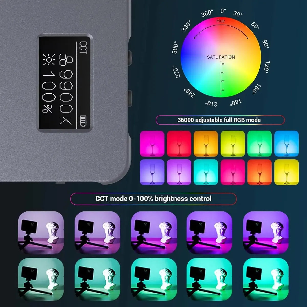 Luz de Video LED RGB SmallRig Vibe P96L | Panel de Iluminación Portátil y Creativo