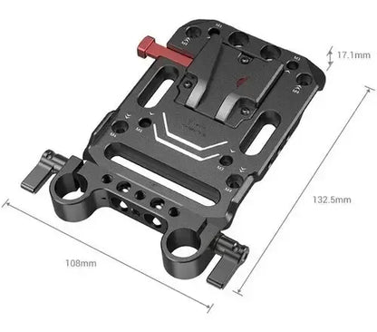 Placa de Montaje para Batería V Mount SmallRig con Abrazadera Doble para Varillas de 15 Milímetros | Soporte de Energía Profesional