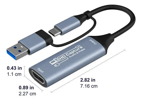 Tarjeta de Captura de Video HDMI a USB (Entrada 4K a 30Hz / Captura Full HD 1080p)