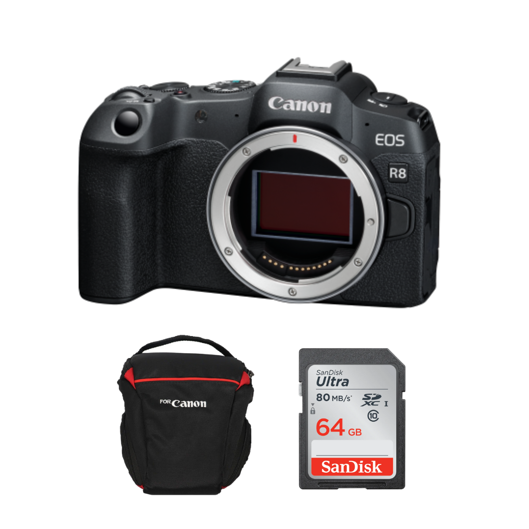 Canon EOS R8 Cámara Mirrorless (Solo Cuerpo) | Memoria 128GB 200Mb/s | Bolso incluido