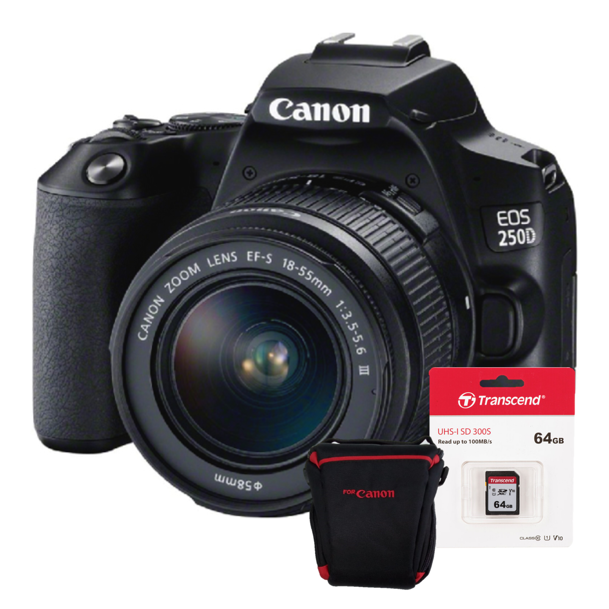 Combo Cámara Canon EOS 250D + LENTE 18-55+ Memoria 64GB + Estuche
