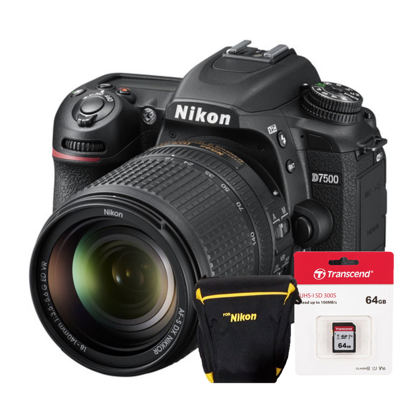 Combo Cámara Nikon D7500 + Lente 18-140 + Memoria 64GB + Estuche