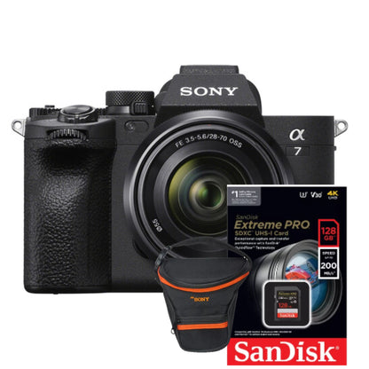 Sony Combo Sony A7 IV + Lente 28-70mm + Estuche + Memoria 64GB | Kit Profesional Full Frame – EOA Tecnología | Lente Nitidez y Bokeh Suave – AF Rápido | Revestimiento Multicapa – EOA Tecnología
