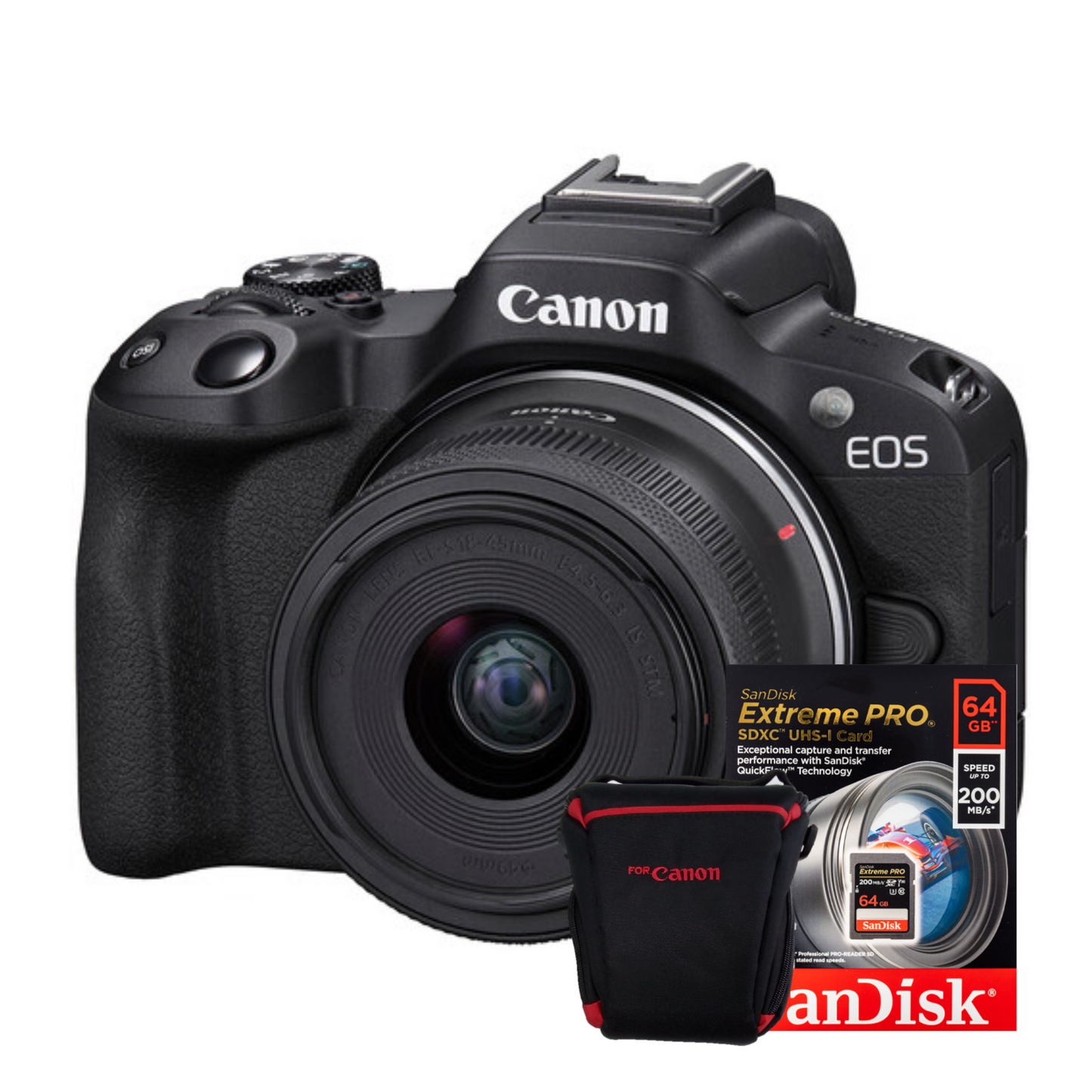 Combo Canon Eos R50 Kit 18-45 + Memoria 64GB+ Estuche