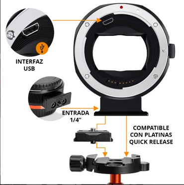 Título Optimizado: Adaptador de Montura K&F Concept – Lentes Canon EF/EF-S a Cámaras Canon EOS R (Mirrorless)