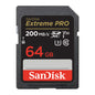 Memoria SanDisk Extreme Pro 64GB SDXC – Alta Velocidad 200MB/s, Clase V30 para Video 4K UHD