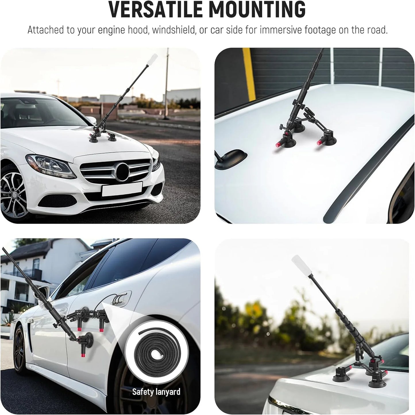 Insta360 Soporte Ventosa Triple para Carro Neewer CA065 – Montura Profesional para Cámaras