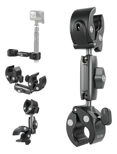 Soporte Doble Pinza TELESIN para GoPro y Insta360 X5 – Negro