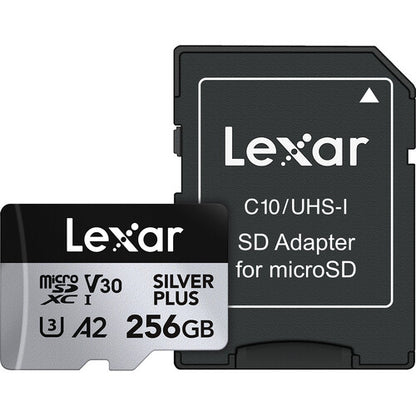 Memoria Micro SD Lexar Professional Silver Plus de 256 gigabytes | Tarjeta de Alta Velocidad V30