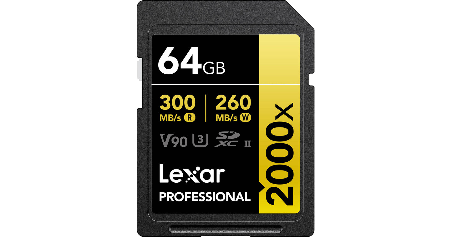 Lexar 64GB v90 Professional 2000x UHS-II SDXC Memory Card
