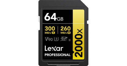 Lexar 64GB v90 Professional 2000x UHS-II SDXC Memory Card