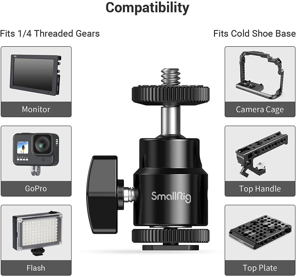 Soporte de Montaje SmallRig 2059 con Tornillo de 1/4 de Pulgada para Zapata | Adaptador Profesional