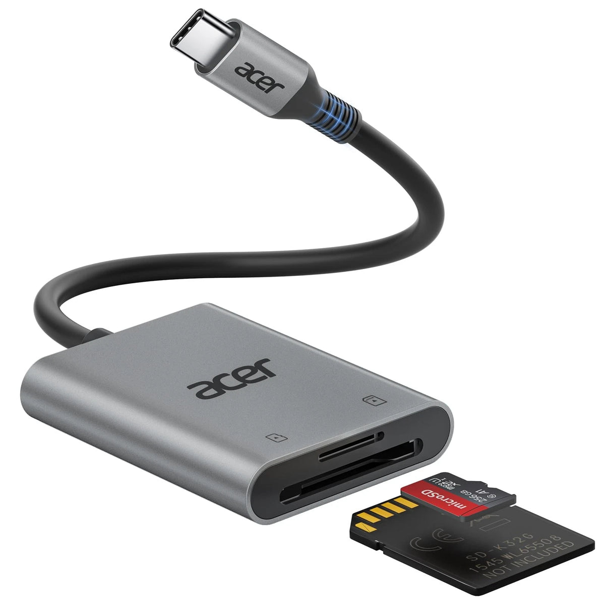 Acer Lector de Tarjetas SD, USB A 3.0 a Micro Memoria Aluminio Gris