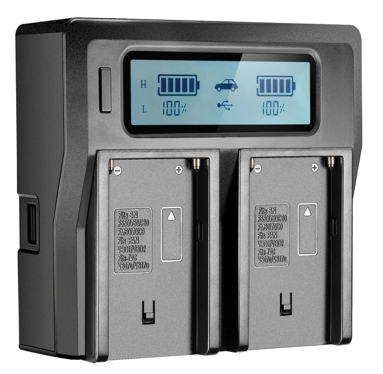 Cargador Doble con Pantalla LCD para Sony NP-F550 / NP-F750 / NP-F970