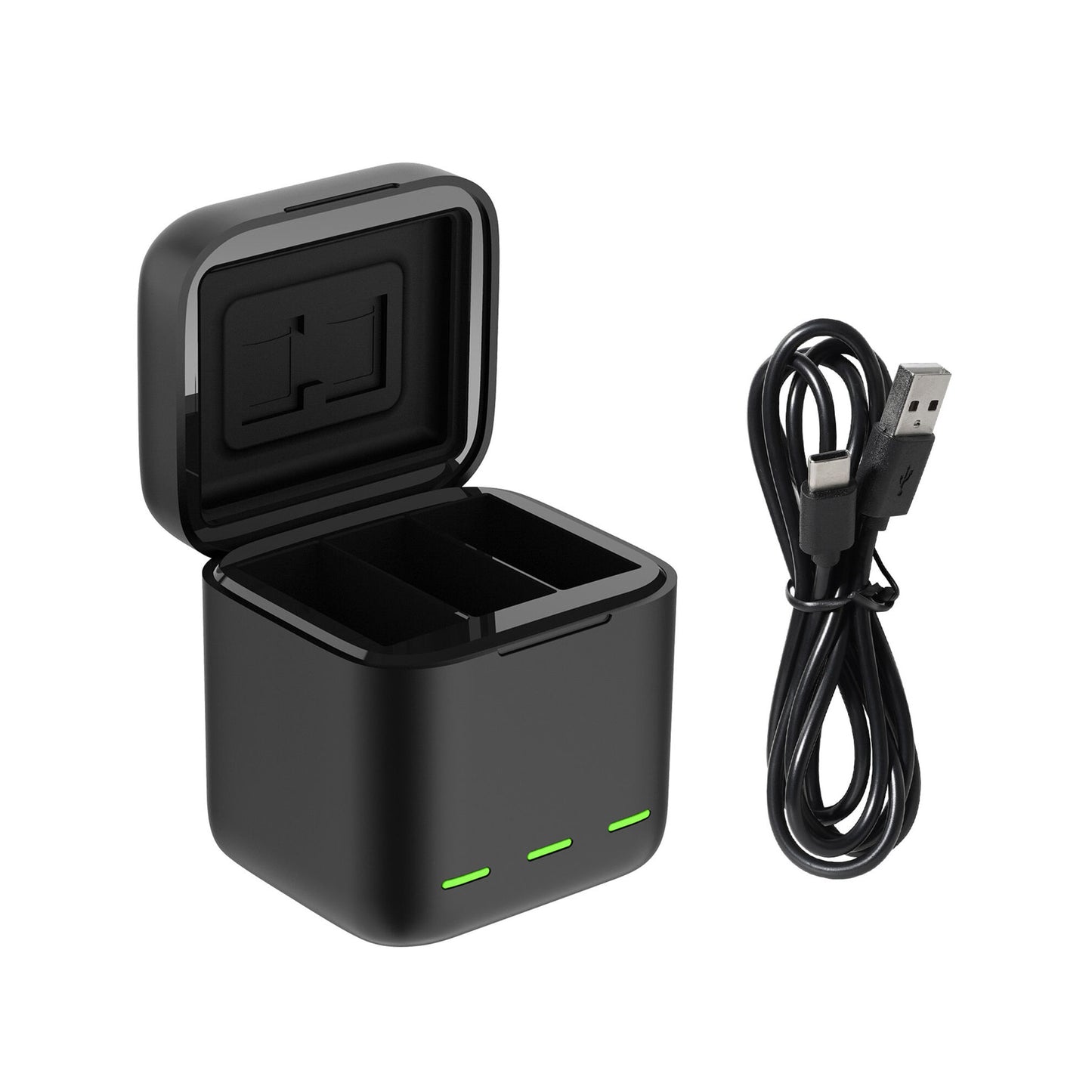 Caja de Carga de Batería de 3 Canales para GoPro Hero 13 - Cargador Inteligente y Almacenamiento