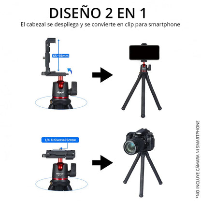 Trípode Flexible para Cámara y Smartphone Ulanzi MT 11 | Soporte Pulpo Versátil con Zapata Fría