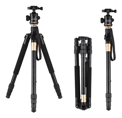 Trípode Profesional Q999 2-en-1 – Soporte de Aluminio, Monopié Integrado y Cabezal de Bola de 360° para Fotografía Pro