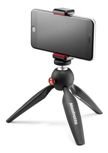 Trípode Manfrotto PIXI Smart – Soporte Mini Pro con Adaptador Universal para Celular y Cabezal de Bola